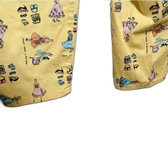 Vintage Bill Blass capri pants yellow woman pattern cotton EUC how lovely sz 8 - Picture 7 of 9